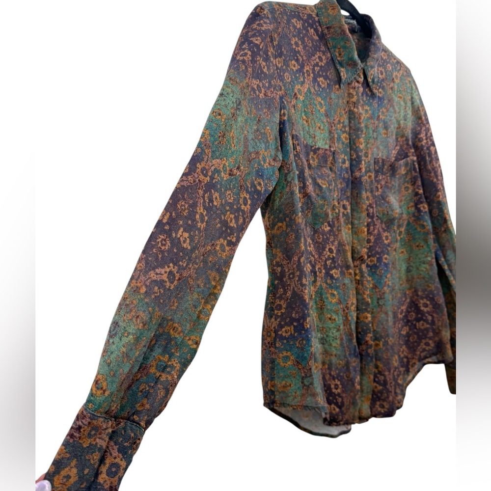 Peruvian Connection Boho Paisley Button Down Blou… - image 7